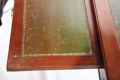 Mahogany and mahogany veneer flat desk with...