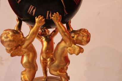 Louis XVI style starry globe clock supported...