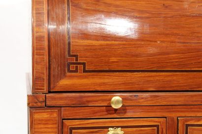 Cylinder desk with step, in rosewood veneer...