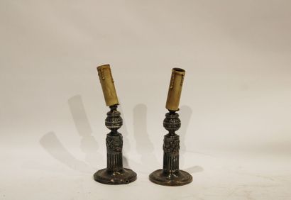 Pair of Louis XVI style candlesticks in silver...