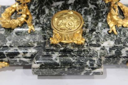 Louis XVI style inkwell in gilt bronze and...