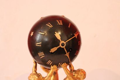 Louis XVI style starry globe clock supported...
