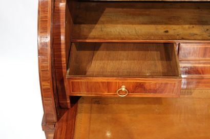 Cylinder desk with step, in rosewood veneer...