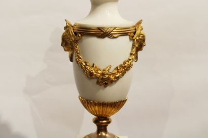 Louis XVI style mantel set in white marble...