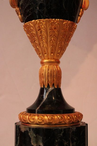 Antique style Louis XVI gilt bronze and green...
