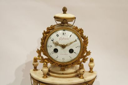 Portico clock of Louis XVI period in white...