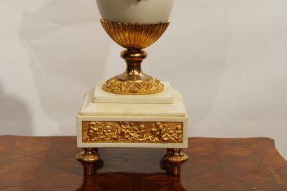 Louis XVI style mantel set in white marble...