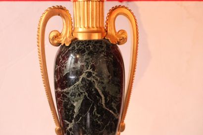 Antique style Louis XVI gilt bronze and green...