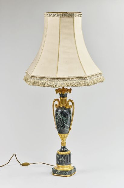 Antique style Louis XVI gilt bronze and green...