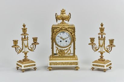 Louis XVI style mantelpiece in chased and...