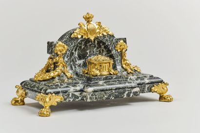 Louis XVI style inkwell in gilt bronze and...