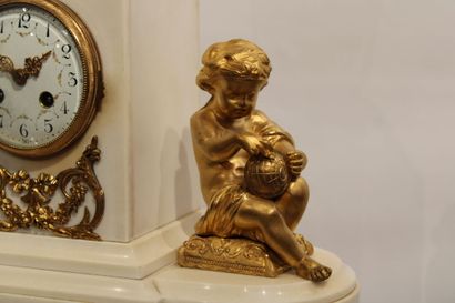 Louis XVI style mantel set in white marble...