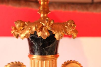 Antique style Louis XVI gilt bronze and green...