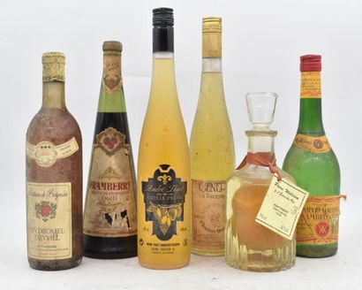Assortiment de 6 bouteilles de spiritueux...