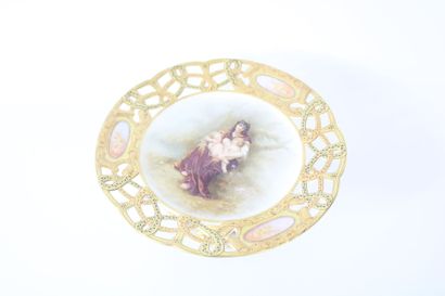 Porcelain plate with openwork edges on a...