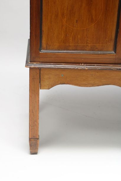 English marquetry display case, opening with...