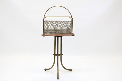 Two-division swivel magazine rack in brass...