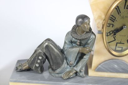 Mantelpiece depicting Arlequin and Colombine,...