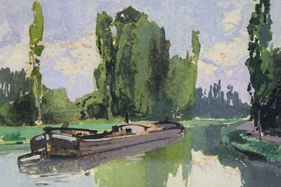 Lucien PERI (1880-1948).
Lake landscape,...