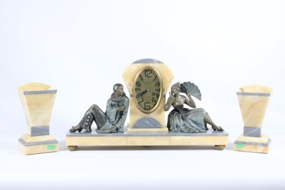 Mantelpiece depicting Arlequin and Colombine,...