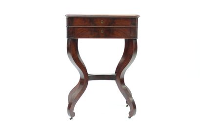 Mahogany veneer work table with a drawer...