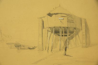 Nineteenth century school.
Shipyard, pencil...