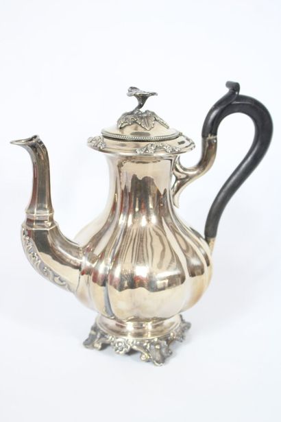 A 925/1000 silver Rocaille-style coffee pot...