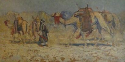 Marcel CANET (1875-1959) 
Caravane, oil on...