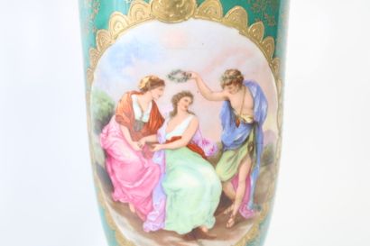Pair of polychrome enameled porcelain vases...