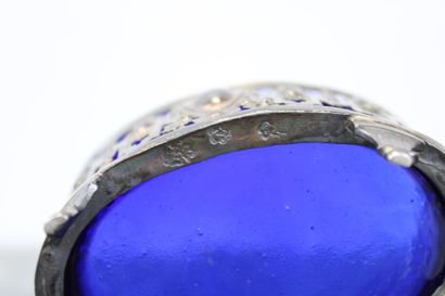 Pair of salt cellars with silver mount hallmarked...