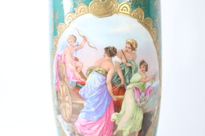 Pair of polychrome enameled porcelain vases...