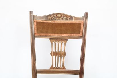 Pair of English marquetry chairs. 19th century.
Dimensions:...