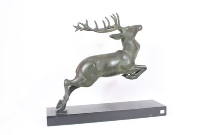 Ch. LAURENT(20th). 
Slender stag, bronze...