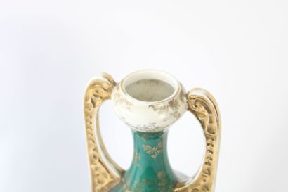 Pair of polychrome enameled porcelain vases...