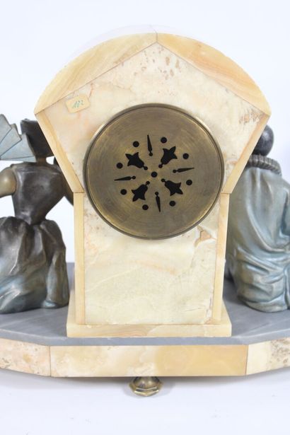 Mantelpiece depicting Arlequin and Colombine,...
