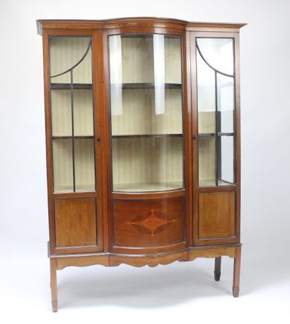English marquetry display case, opening with...