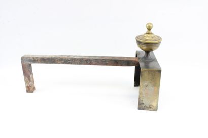 Pair of bronze andirons decorated with antique-style...