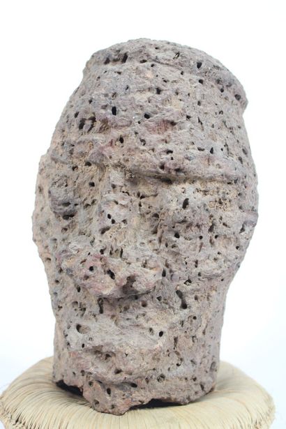 AFRICA. 
Head in volcanic stone. Mid-twentieth...