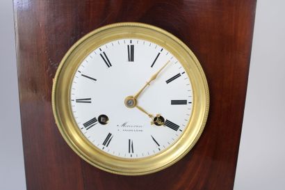 Mahogany veneered terminal clock, Roman numeral...
