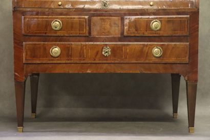 Carved wood inlaid cylinder desk opening...