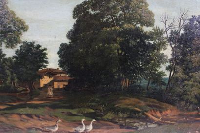 Blaise LAVELLE (1816-1895).
Animated landscape,...