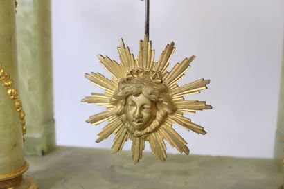 Hardstone and bronze portico clock decorated...