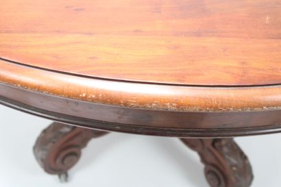 Large mottled mahogany pedestal table with...
