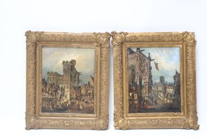School of the XIXth century.
Pair of oils...