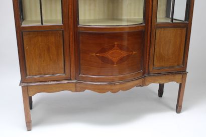 English marquetry display case, opening with...