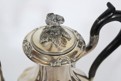 A 925/1000 silver Rocaille-style coffee pot...