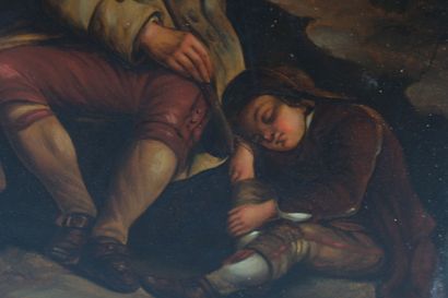 19th century school.
The travelers, oil on...