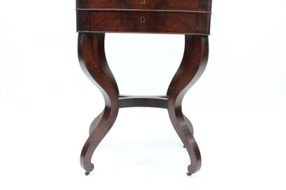 Mahogany veneer work table with a drawer...