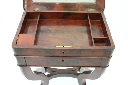 Mahogany veneer work table with a drawer...