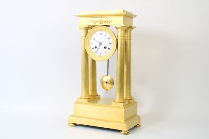 Gilt bronze portico clock with flower and...